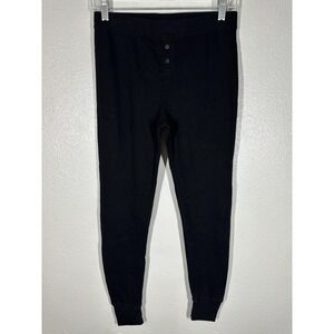 Old Navy Thermal Pants Mens Medium‎ Black Waffle Knit Button Fly Base Layer